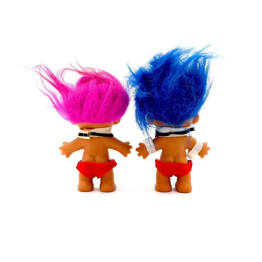 Vintage Russ Chippendale Troll Pair – 1990s Dancer Troll Dolls‎ Set Bowtie
